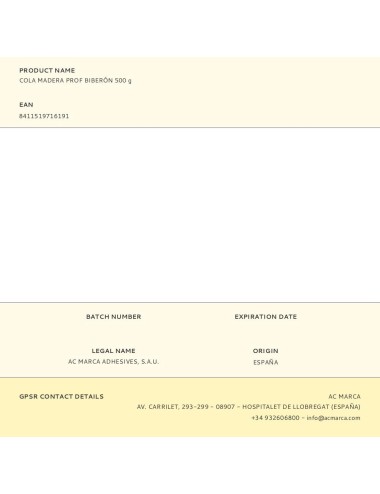 Cola madera profesional biberón 500 g