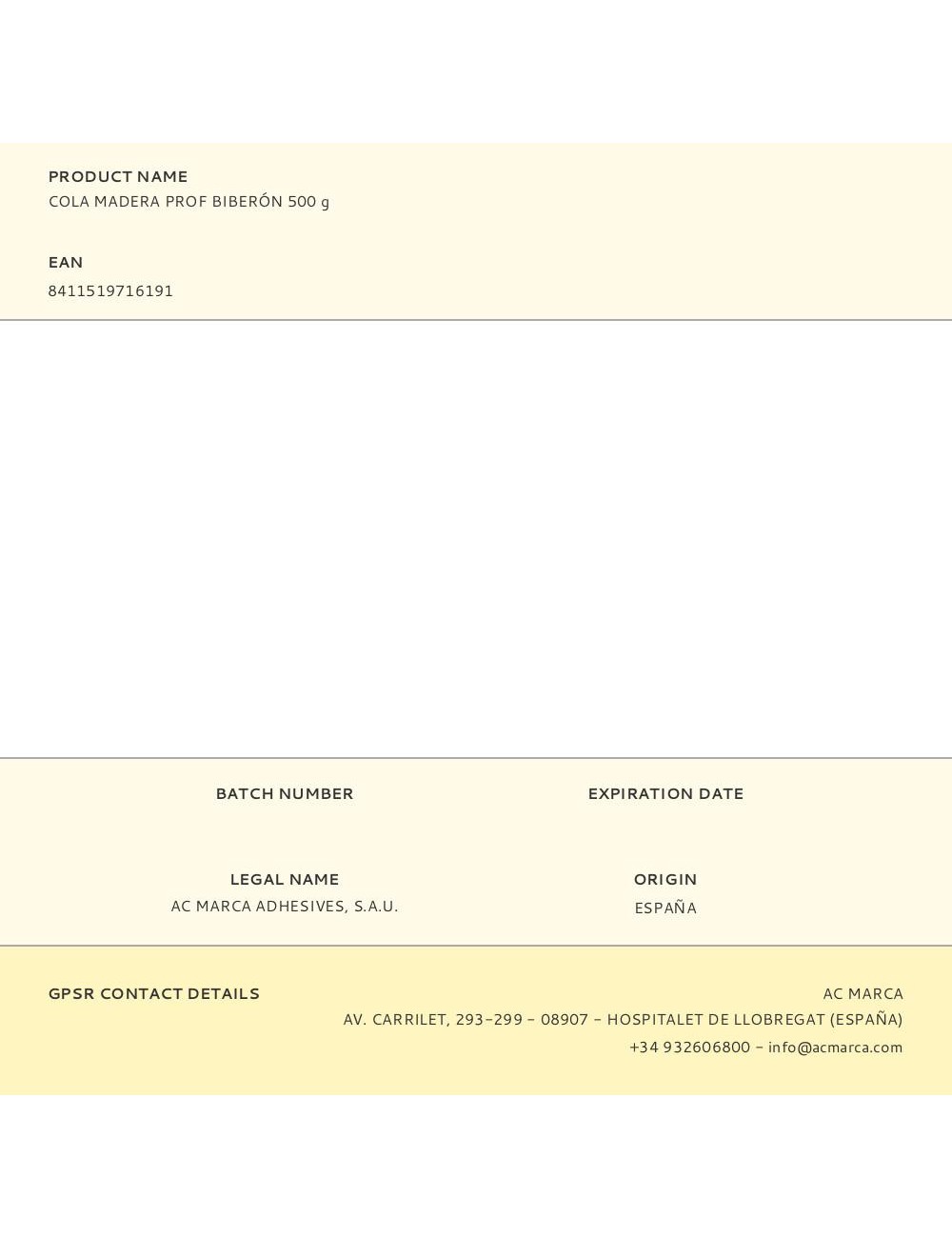 Cola madera profesional biberón 500 g