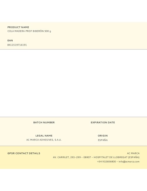 Cola madera profesional biberón 500 g