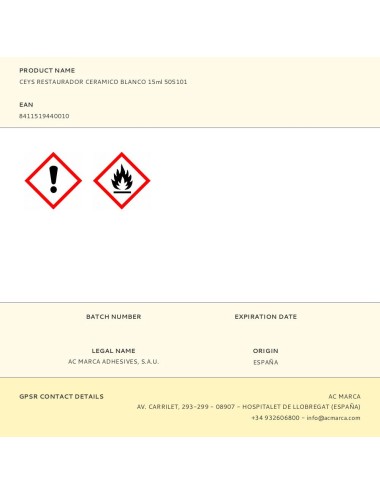 Reparador de esmalte cerámico blanco brillante 15 ml