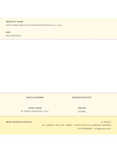 Cinta americana plata extra resistente 50 mm x 10 m