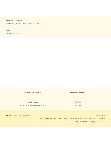 Cinta americana plata 50 mm x 25 m