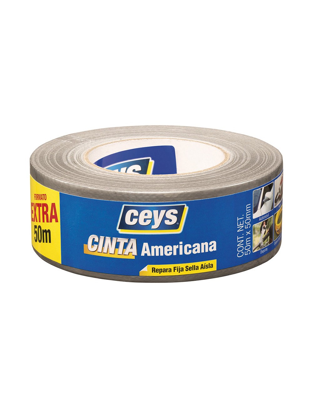 Cinta americana plata 50 mm x 50 m