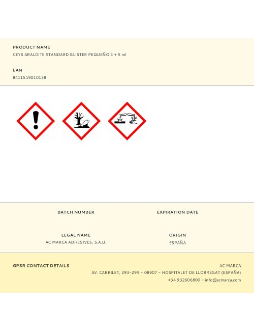 Ceys araldite standard blister pequeño 5 + 5 ml