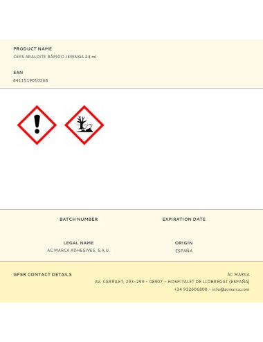 Ceys araldite rápido jeringa 24 ml