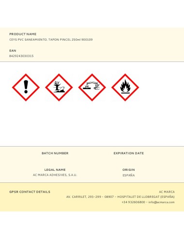 Adhesivo pvc saneamiento tapon pincel 250 ml