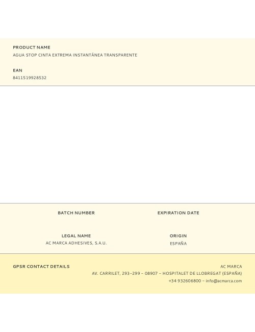 Agua stop cinta extrema instantánea transparente