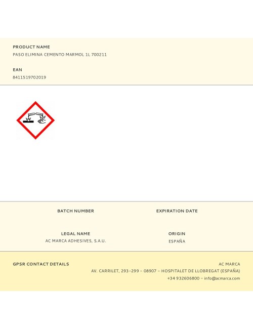 Paso elimina cemento marmol 1l 700211