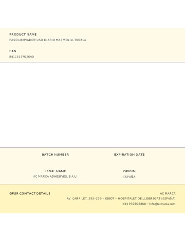 Paso limpiador uso diario marmol 1l 700214