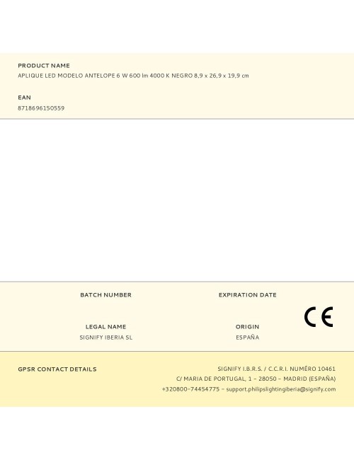 Aplique led modelo antelope 6 w 600 lm 4000 k negro 8,9 x 26,9 x 19,9 cm