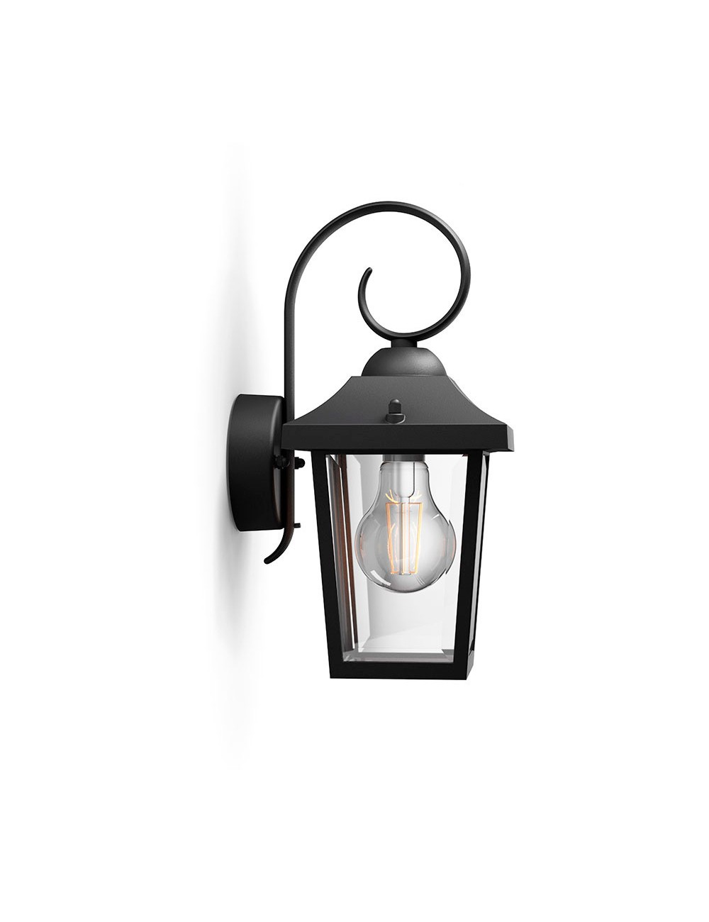 Aplique exterior buzzard e27 60 w sin bombilla, color negro, luz hacia abajo