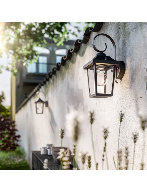 Aplique exterior buzzard e27 60 w sin bombilla, color negro, luz hacia abajo