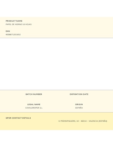 Papel de horno 16 hojas