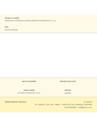 Adhesivo ultraunick poder inmediato monodosis 3 x 1g