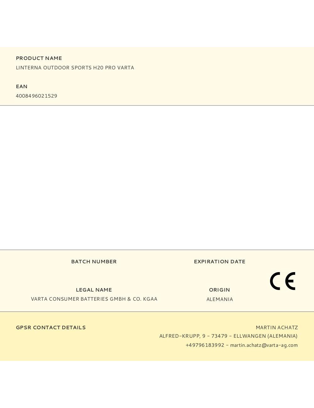 Linterna outdoor sports h20 pro varta