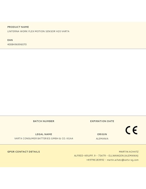 Linterna work flex motion sensor h20 varta