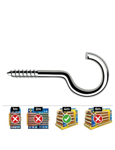 Hembrilla roscada abierta ø4,5 x 90 mm zincado, caja 200 uds