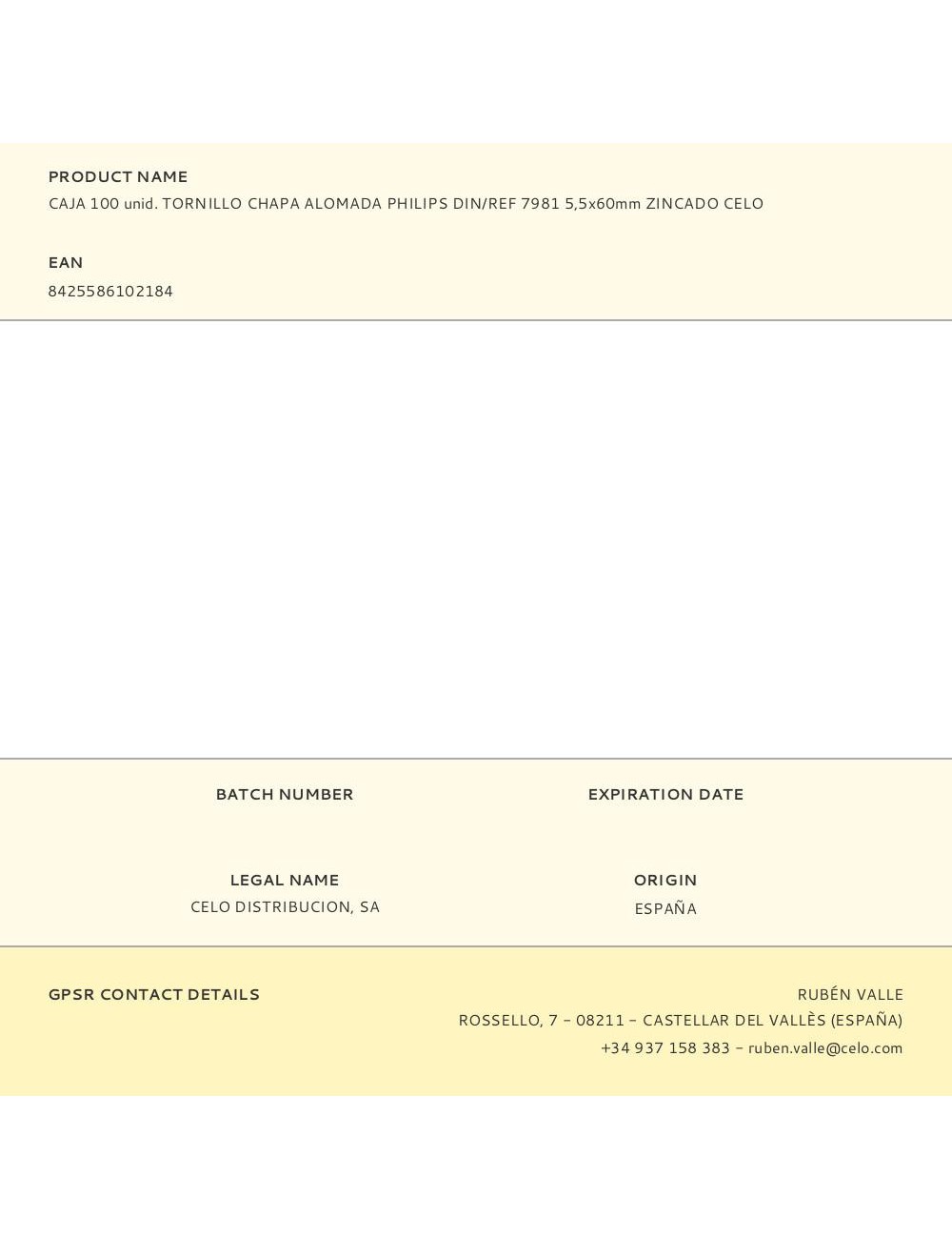 Caja 100 unid. tornillo chapa alomada philips din/ref 7981 5,5x60mm zincado celo