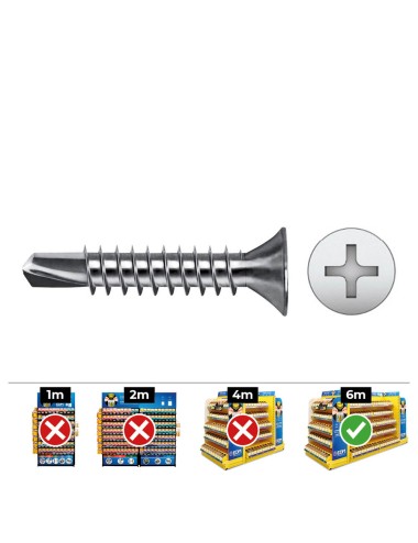 Caja 500 unid. punta broca avellanada philips din/ref 7504p ø3,9x19mm zincado celo