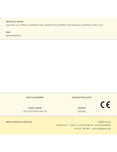 Caja 500 unid. tornillo madera avellanado pozi din/ref vlox ø4x40mm zincado+lubr. celo