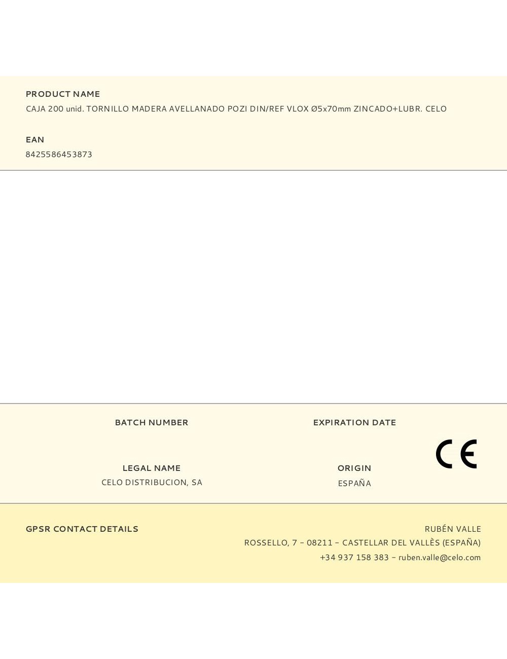 Caja 200 unid. tornillo madera avellanado pozi din/ref vlox ø5x70mm zincado+lubr. celo