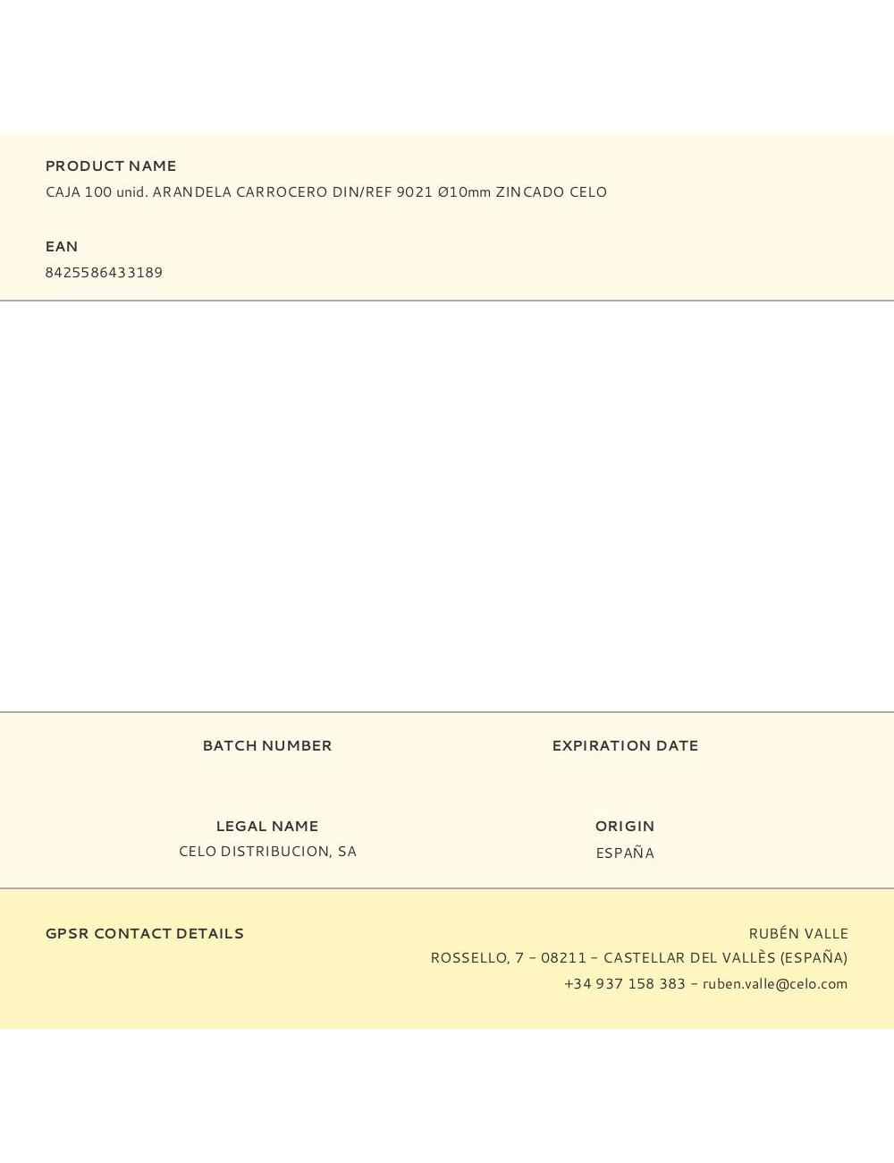 Caja 100 unid. arandela carrocero din/ref 9021 ø10mm zincado celo