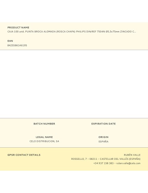 Caja 100 unid. punta broca alomada (rosca chapa) philips din/ref 7504n ø5,5x75mm zincado celo