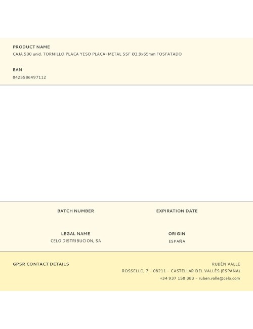Caja 500 unid. tornillo placa yeso placa-metal ssf ø3,9x65mm fosfatado