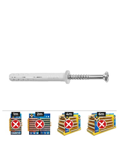 Tacos golpe ø5 x 25 mm + tornillos cabeza plana ø5 x 35 mm, caja 200 uds