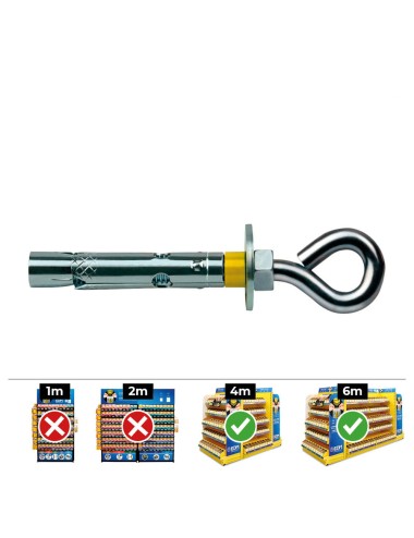 Anclaje dynabolt aro zincado ø8 x 45 mm, caja 100 uds