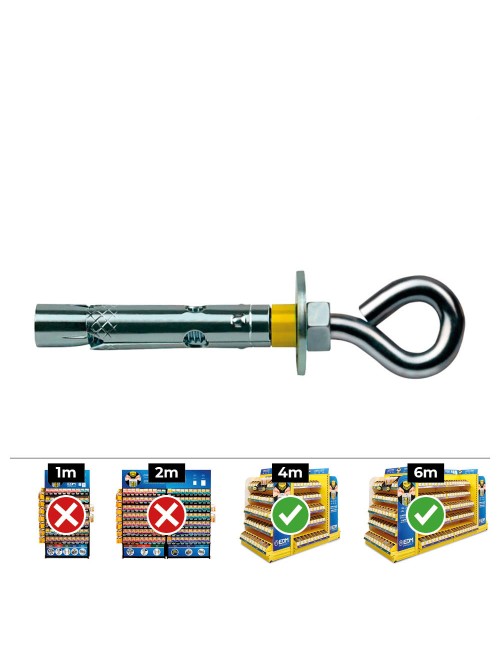 Anclaje dynabolt aro zincado ø8 x 45 mm, caja 100 uds