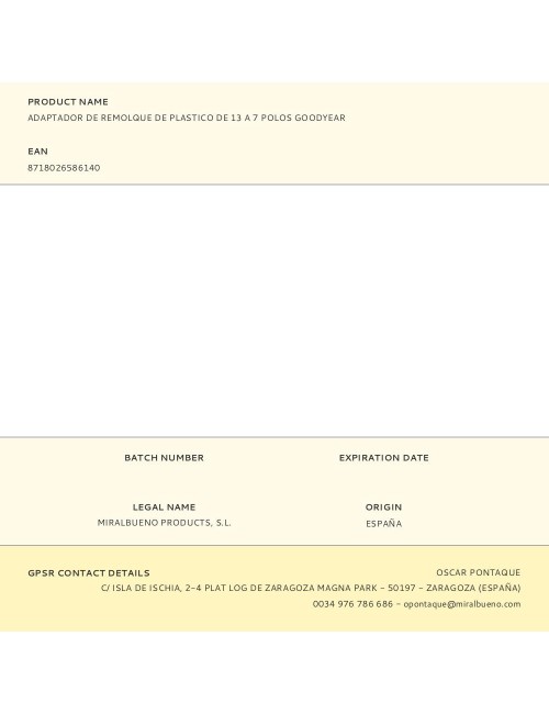 Adaptador de remolque de plastico de 13 a 7 polos goodyear