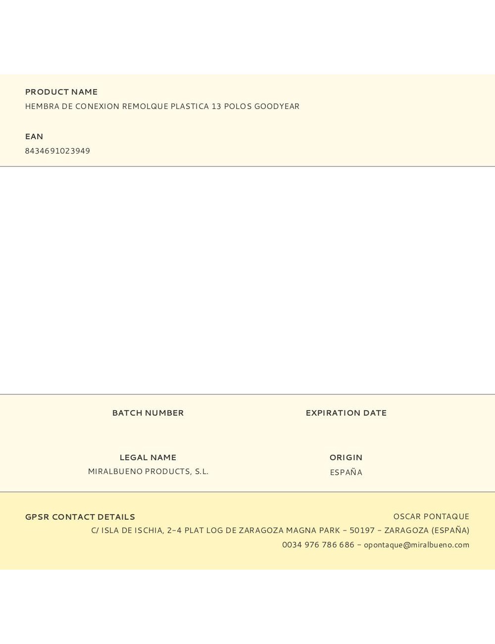 Hembra de conexion remolque plastica 13 polos goodyear