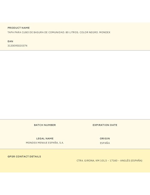 Tapa para cubo de basura de comunidad. 80 litros. color negro. mondex