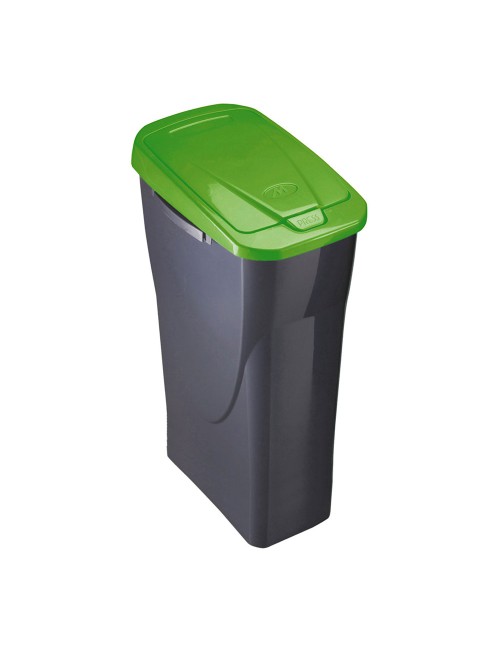 Cubo ecobin con tapa color negro/verde 21,5 x 31 x 42 cm 15 l