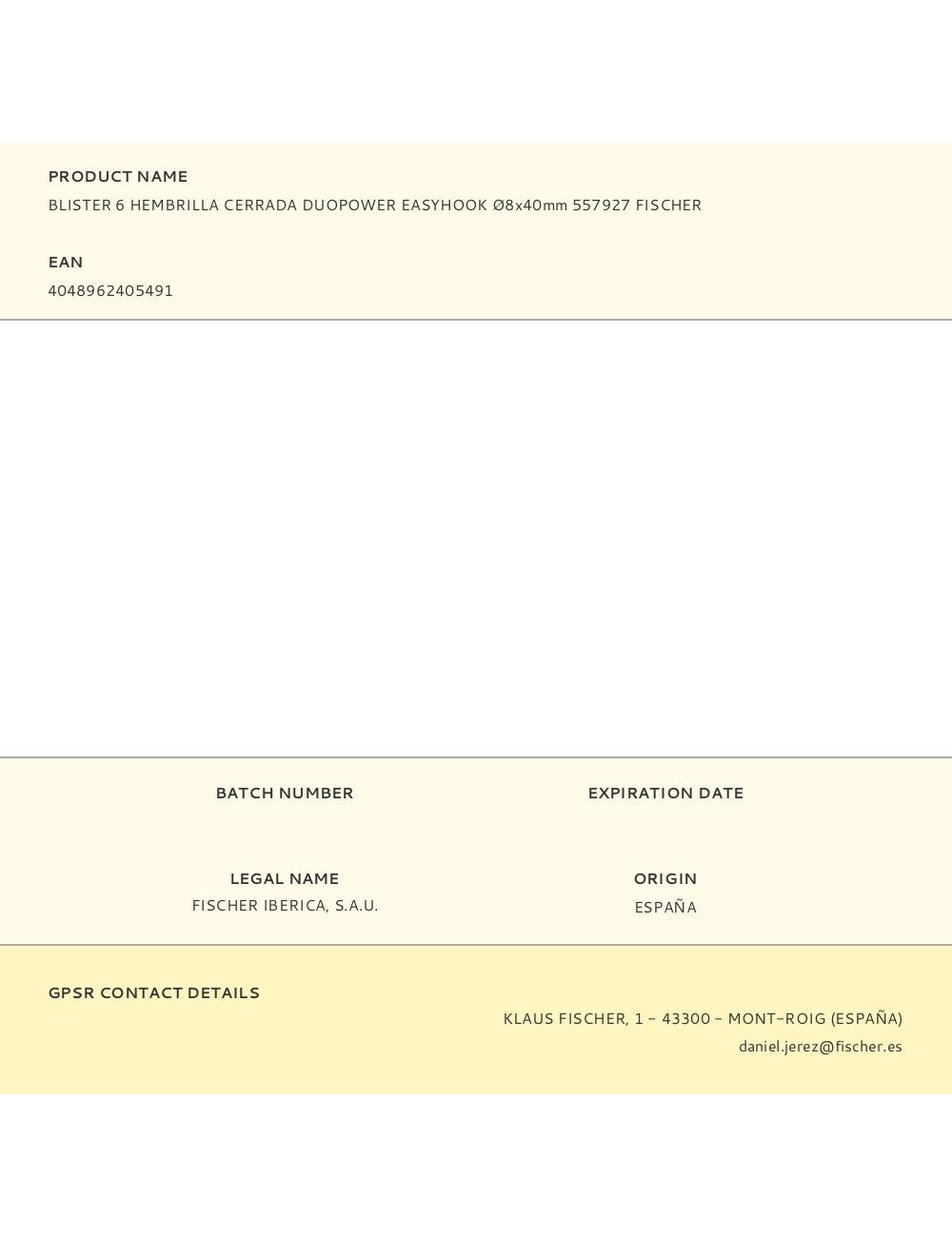 Hembrilla cerrada duopower easyhook ø8 x 40 mm, blister 6 uds