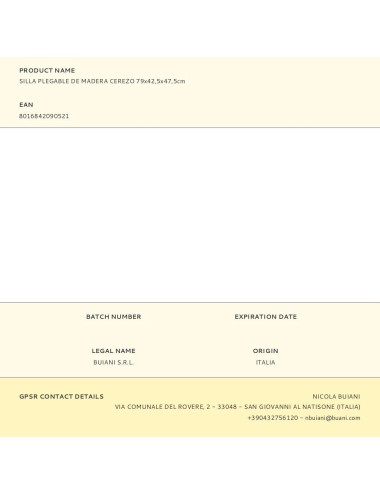 Silla plegable de madera cerezo 79x42,5x47,5cm