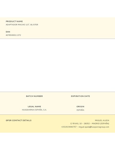 Adaptador macho 1/2", blister