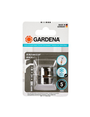 Adaptador rosca para conexion al grifo de cocina. macho ø26,5mm (3/4) a macho m24x1mm. gardena