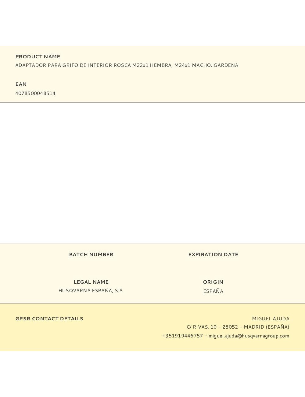 Adaptador para grifo de interior rosca m22x1 hembra, m24x1 macho. gardena