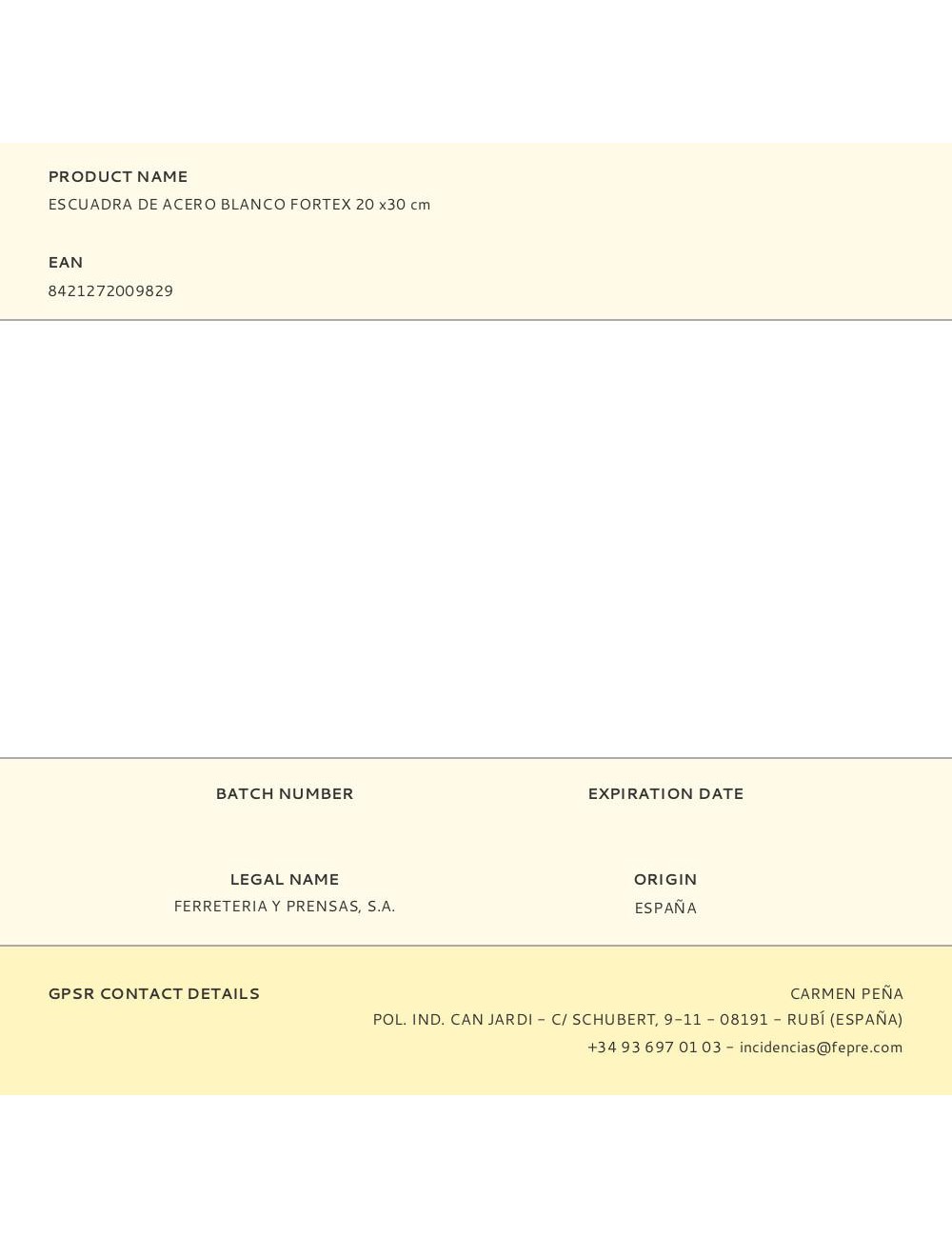 Escuadra de acero blanco fortex 20 x30 cm