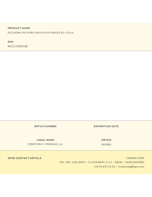 Escuadra de acero gris plata fortex 20 x 25 cm