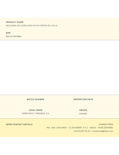 Escuadra de acero gris plata fortex 20 x 30 cm