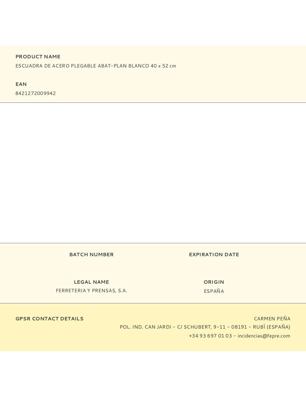 Escuadra de acero plegable abat-plan blanco 40 x 52 cm