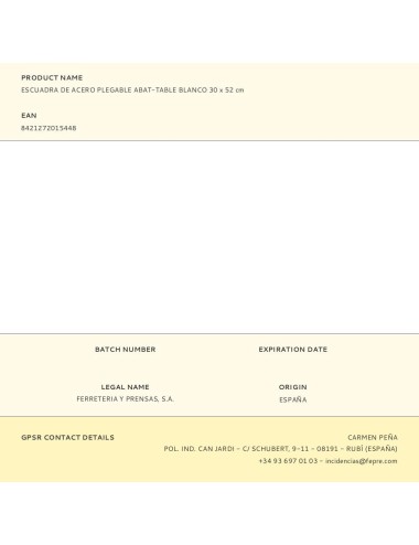 Escuadra de acero plegable abat-table blanco 30 x 52 cm