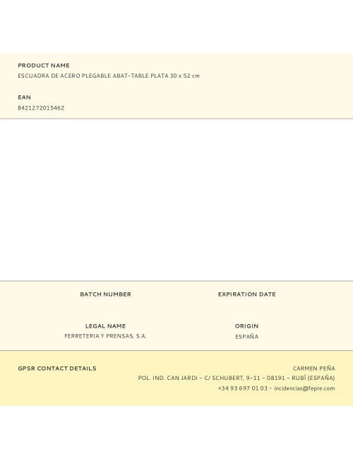 Escuadra de acero plegable abat-table plata 30 x 52 cm