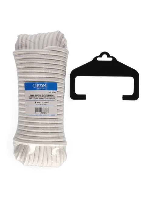 Cuerda de goma elástica blanca calibre 8 mm x 20 m