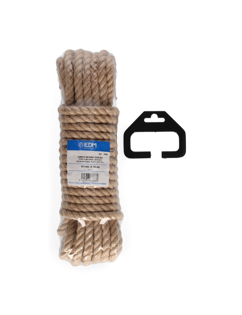 Cuerda yute natural 3 cabos calibre 10 mm x 10 m