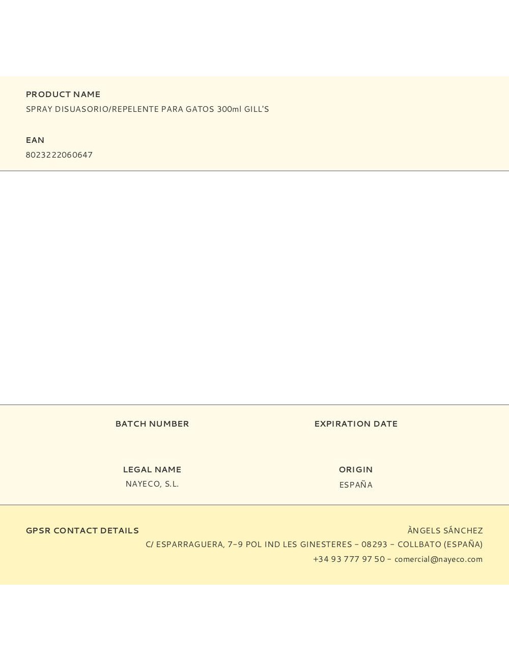 Spray disuasorio/repelente para gatos 300ml gill's