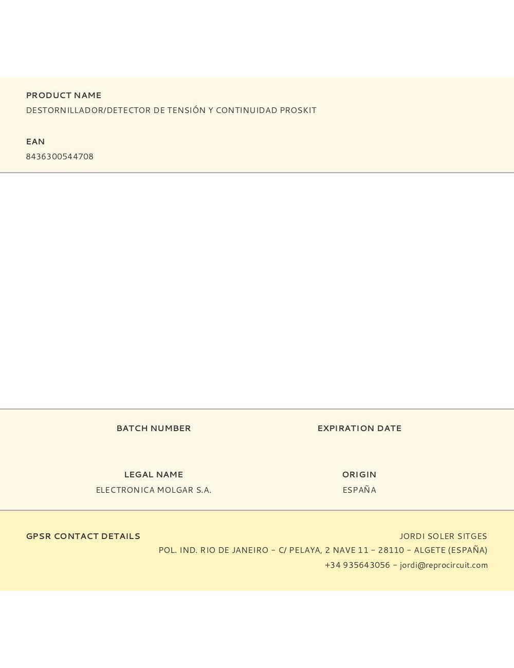 Destornillador/detector de tensión y continuidad proskit